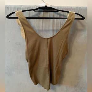 NWT Free People Intimately Army Green Lace Tank Top - size S